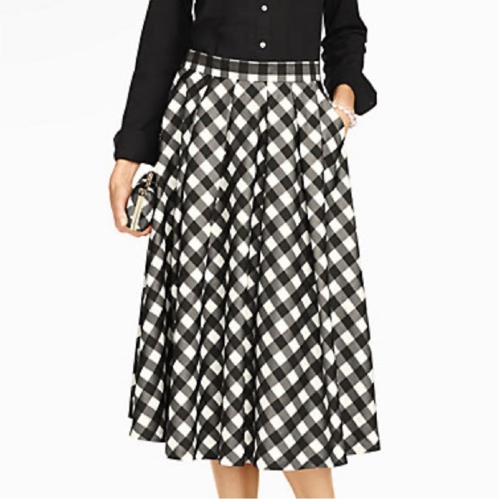 Talbots black and white checkered skirt size 6
